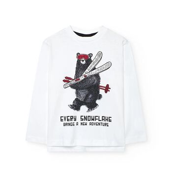 Boys Ivory Bear Long Sleeve Top