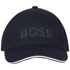 Boys Navy Blue Logo Cap, 1, hi-res