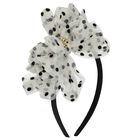 Girls Ivory & Black Bow Gladys Headband , 2, hi-res