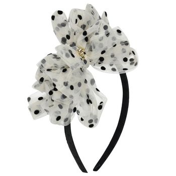 Girls Ivory & Black Bow Gladys Headband 