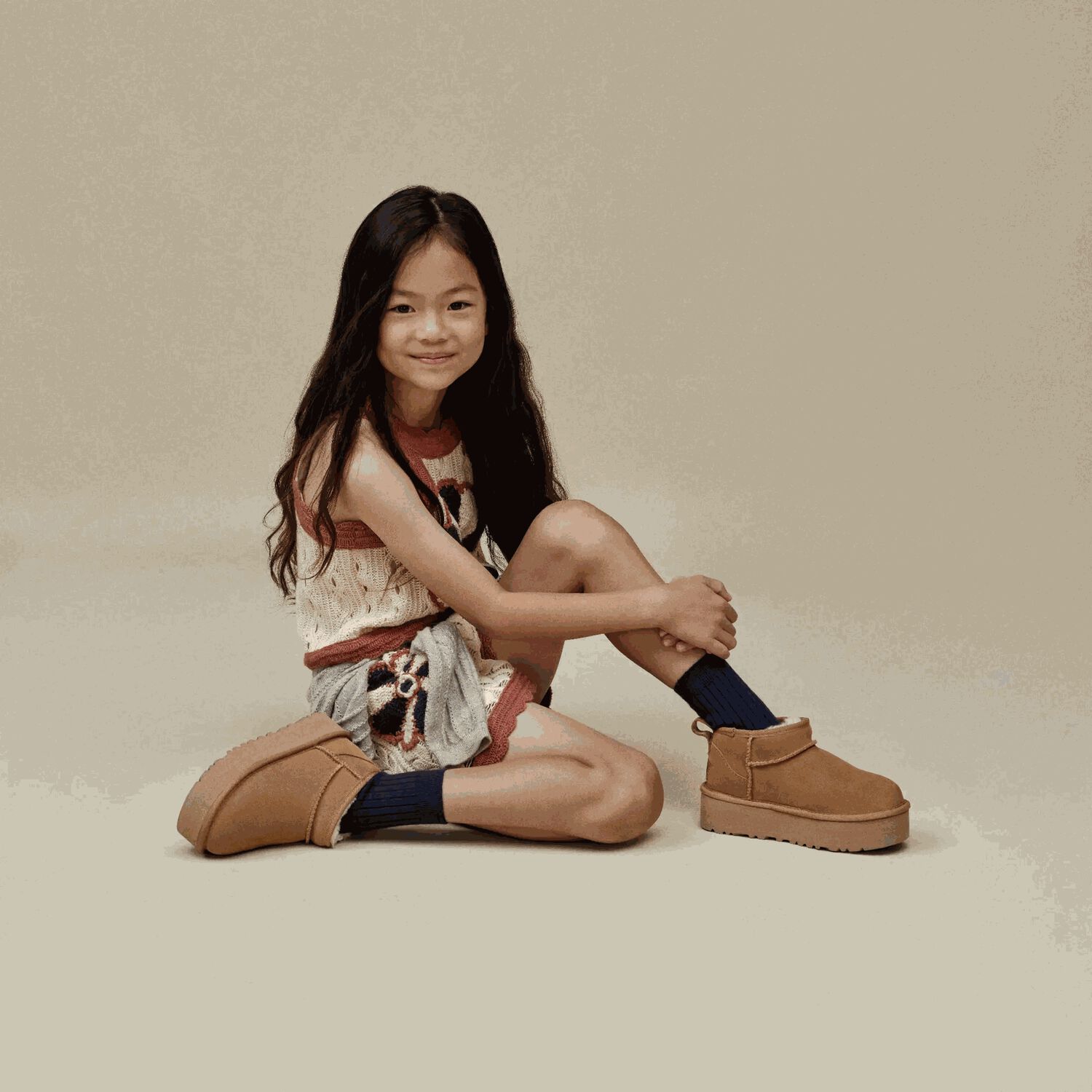 Girls Chestnut Classic Ultra Mini Platform Suede Boots, 2, hi-res