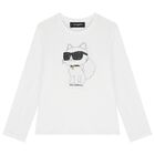 Girls White Choupette Long Sleeve Top , 2, hi-res