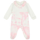 Baby Girls Ivory & Pink Geo Map Babygrow Set, 1, hi-res