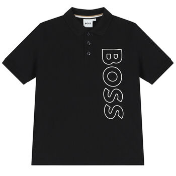 Boys Black Logo Polo Shirt