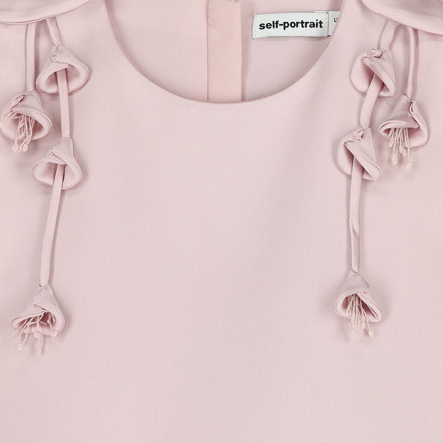 فستان بناتي باللون وردي من الساتان مزين بالزهور, 1, hi-res