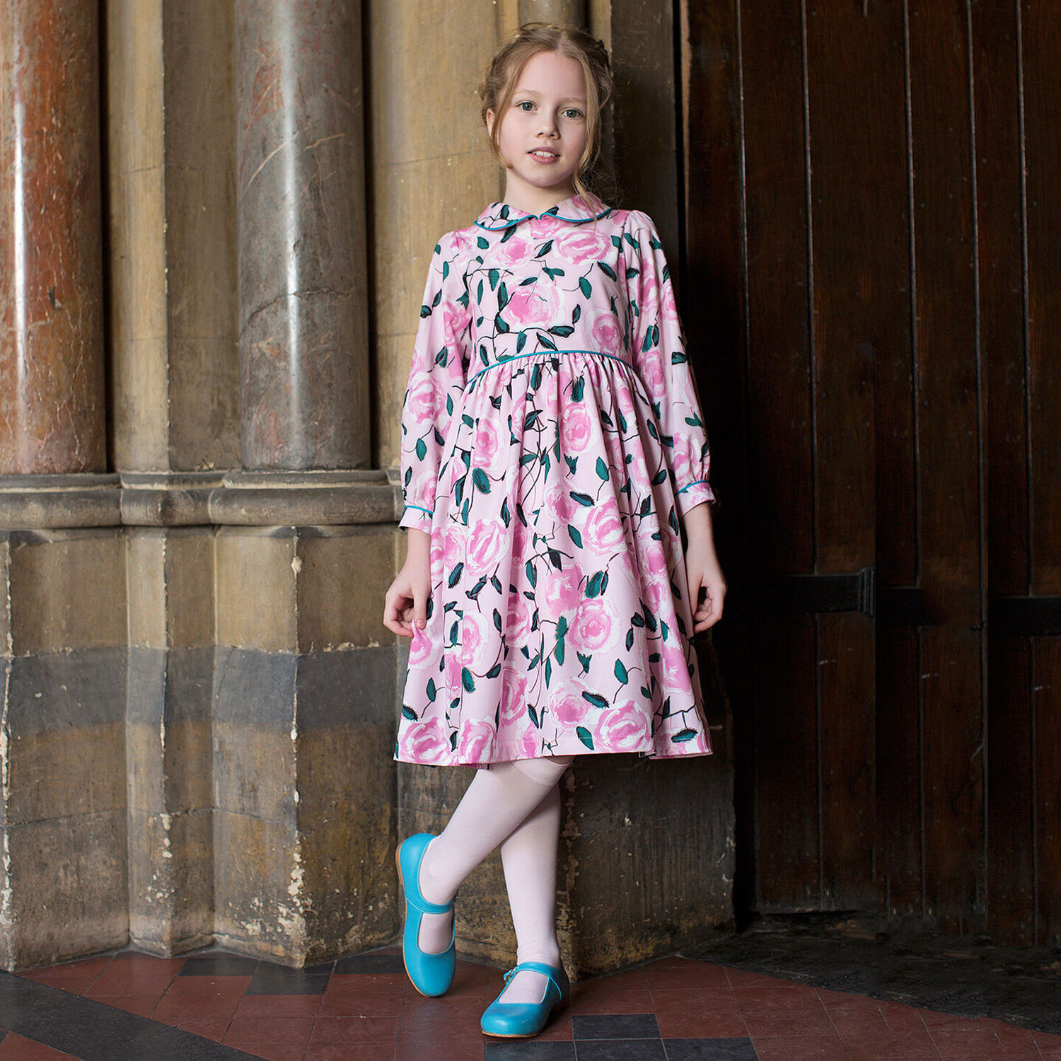 فستان مزهر باللون الوردي, 1, hi-res image number null