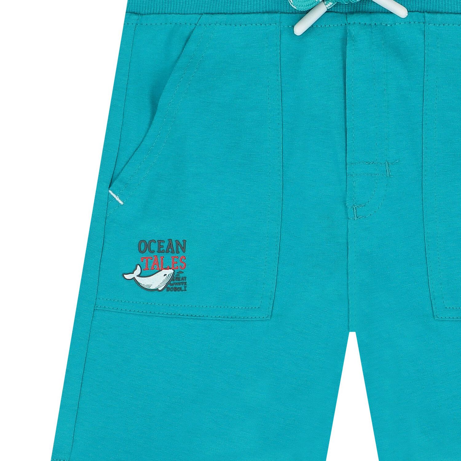 Boys Blue Shark Shorts, 1, hi-res