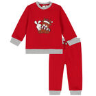 Baby Boys Red Reindeer Tracksuit, 1, hi-res