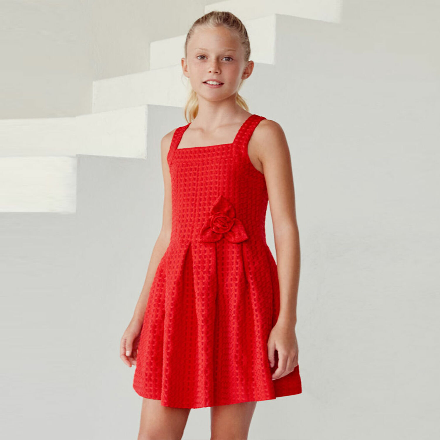 Girls Red Sleeveless Dress, 1, hi-res image number null