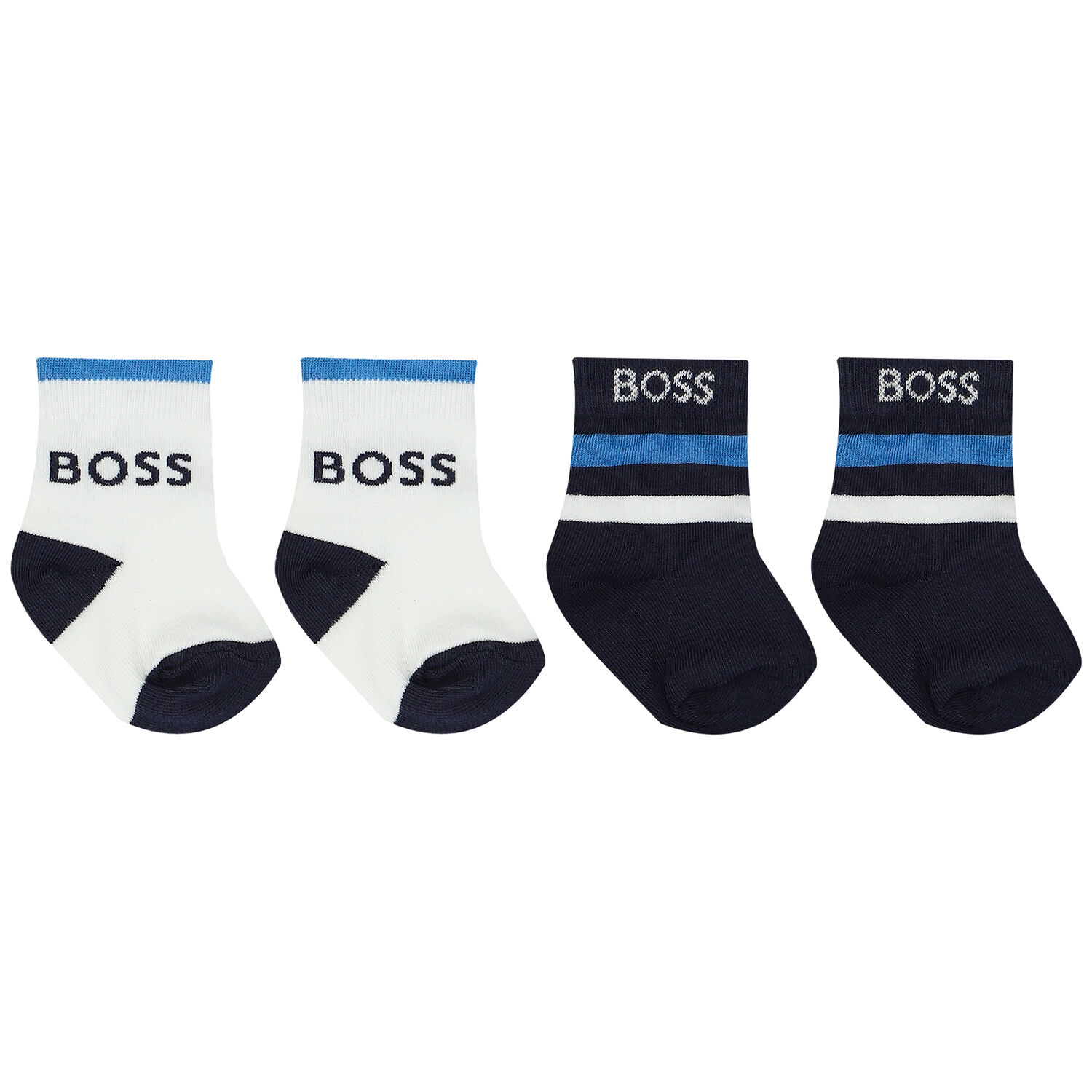 Baby Boys Navy Blue, White & Blue Logo Socks (2 Pack), 2, hi-res image number null