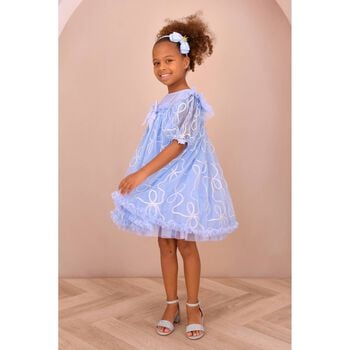 Girls Blue Embellished Tulle Dress