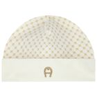 Ivory & Gold Logo Baby Hat, 1, hi-res