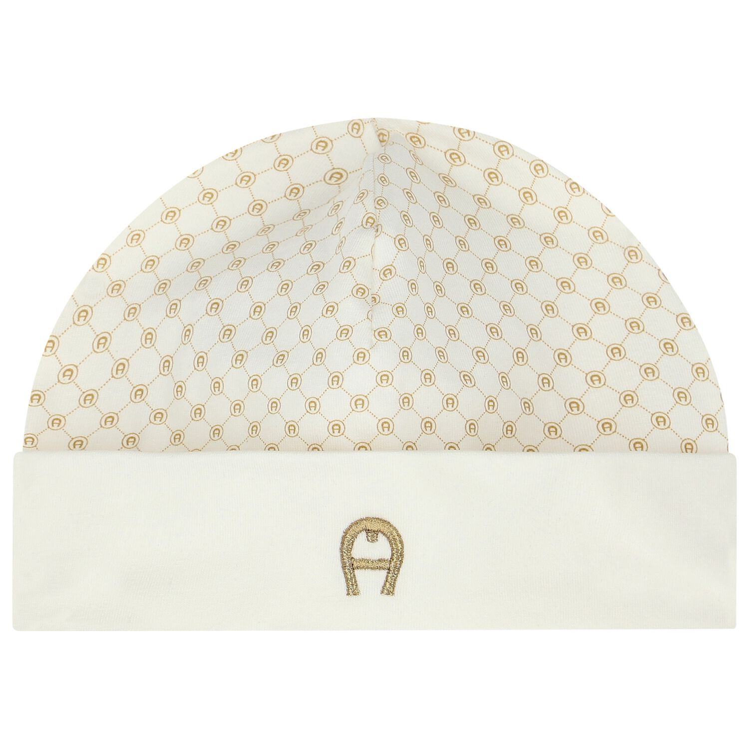 Ivory & Gold Logo Baby Hat, 1, hi-res