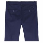 Boys Navy Blue Cotton Shorts, 1, hi-res
