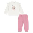 Younger Girls Ivory & Pink Tracksuit, 1, hi-res