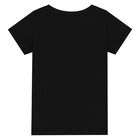 تيشيرت بالشعار باللون الأسود للبنات, 2, hi-res