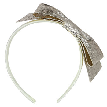 Girls Silver & Ivory Bow Hairband