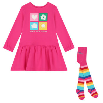 Girls Pink Logo Dress Set
