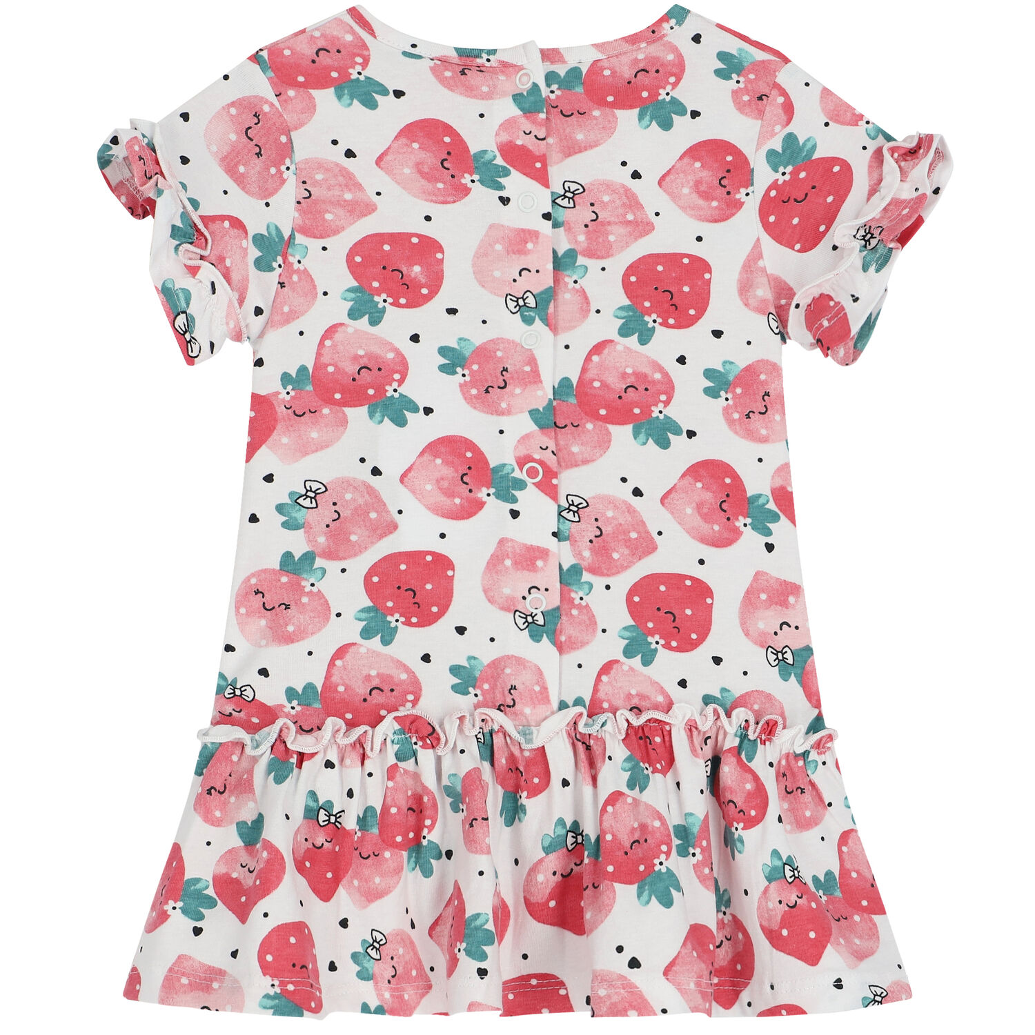 Baby Girls White Strawberry Dress, 2, hi-res