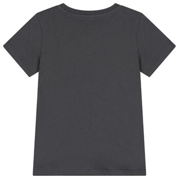 Boys Grey Teddy Bear Logo T-Shirt