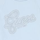 Girls Blue Embellished Logo T-Shirt, 3, hi-res