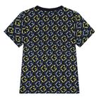 طقم شورت أولاد بالشعار باللون الكحلي, 1, hi-res