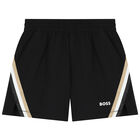 Boys Black Logo Shorts, 1, hi-res