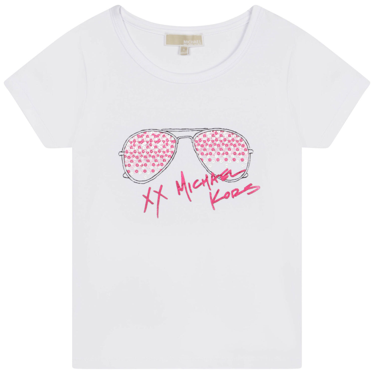Girls White Sequin Logo T-Shirt, 1, hi-res