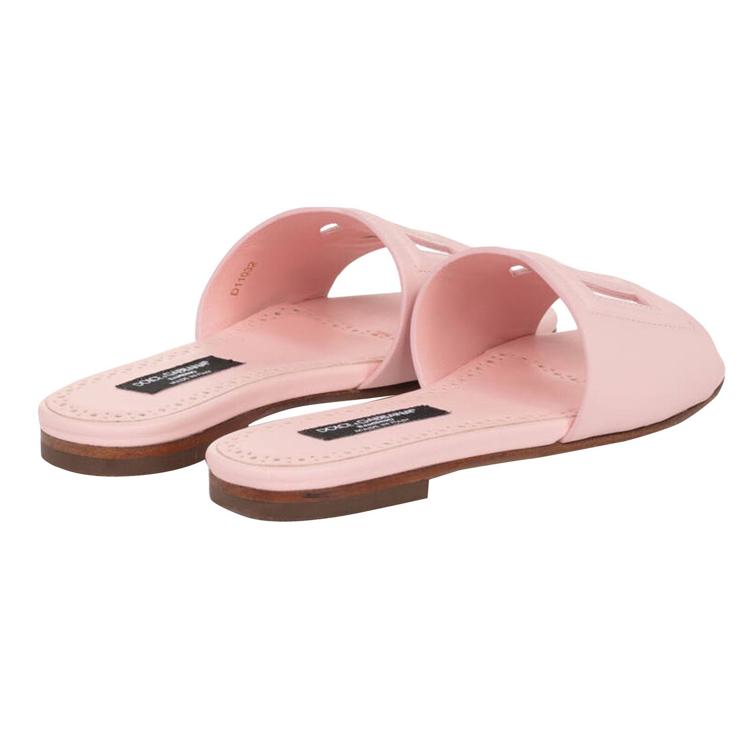 Girls Pink Leather Logo Sliders, 1, hi-res