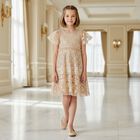 Girls Gold Sequin & Tulle Dress, 1, hi-res