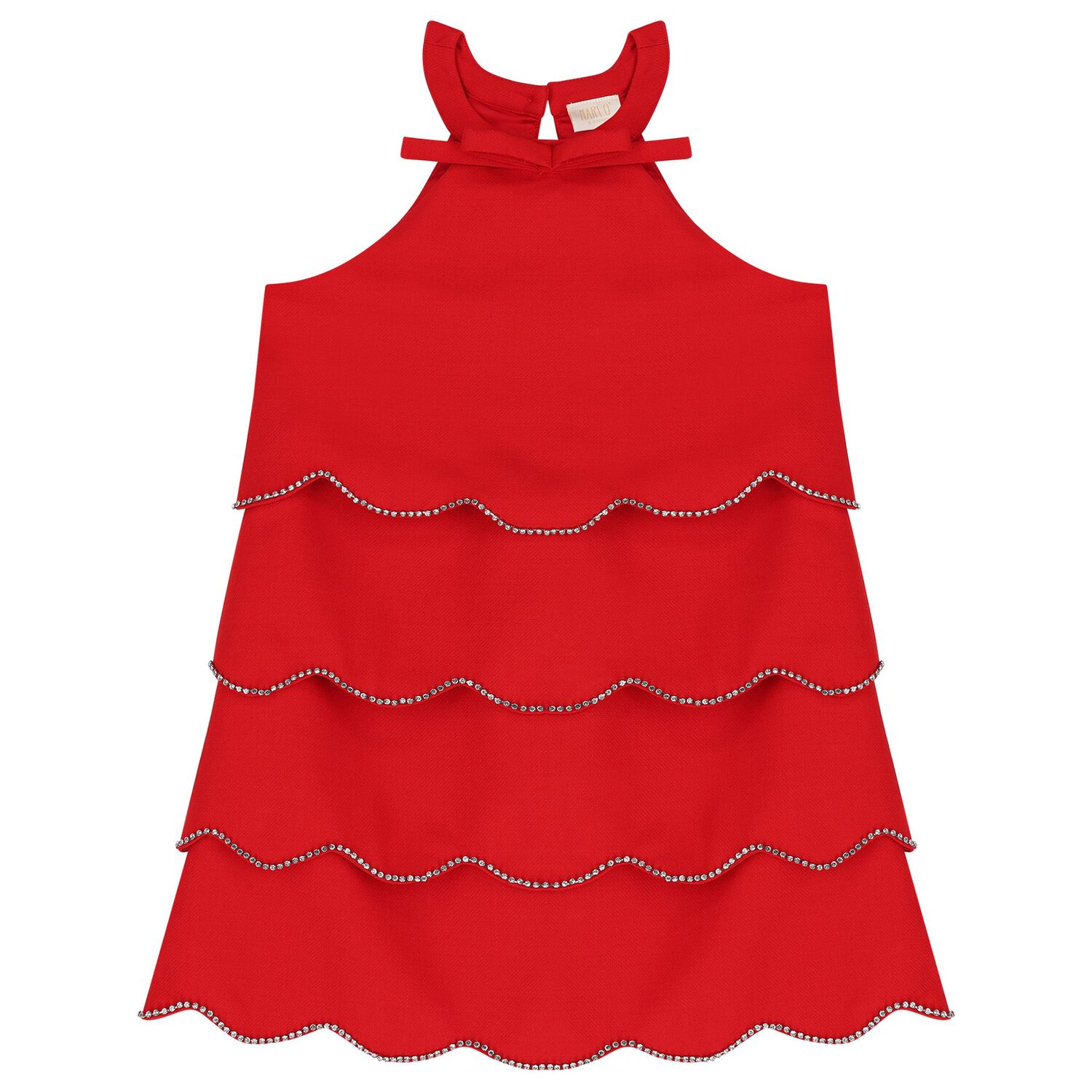 Girls Red Logo Diamante Dress , 1, hi-res image number null