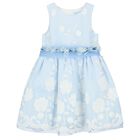Girls Blue & White Floral Dress, 1, hi-res