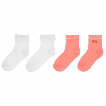 Girls White & Pink Socks ( 2-Pack )