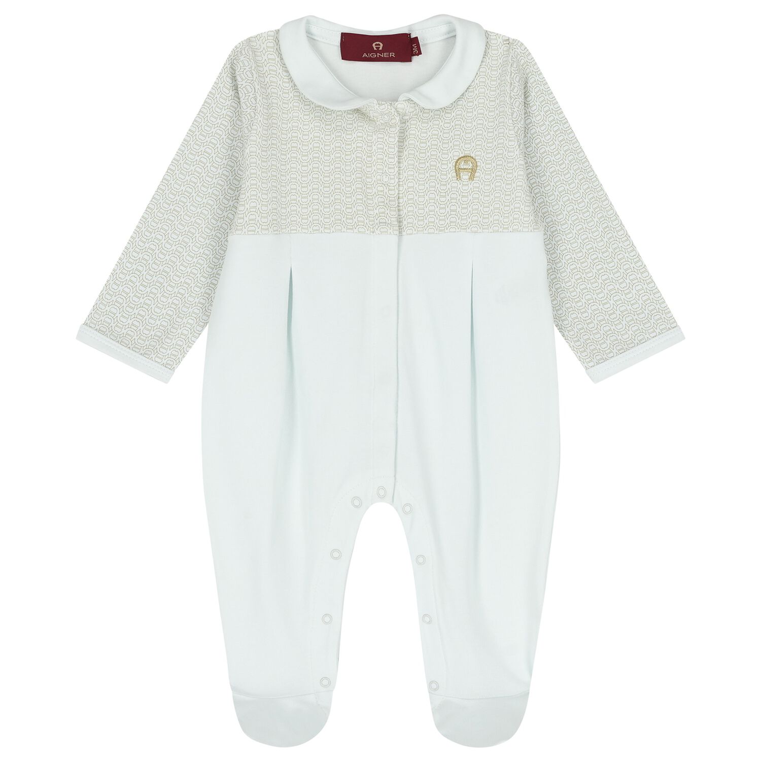 Baby Boys Blue & Gold Logo Babygrow, 2, hi-res