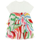 Younger Girls Ivory Marmo Dress, 1, hi-res