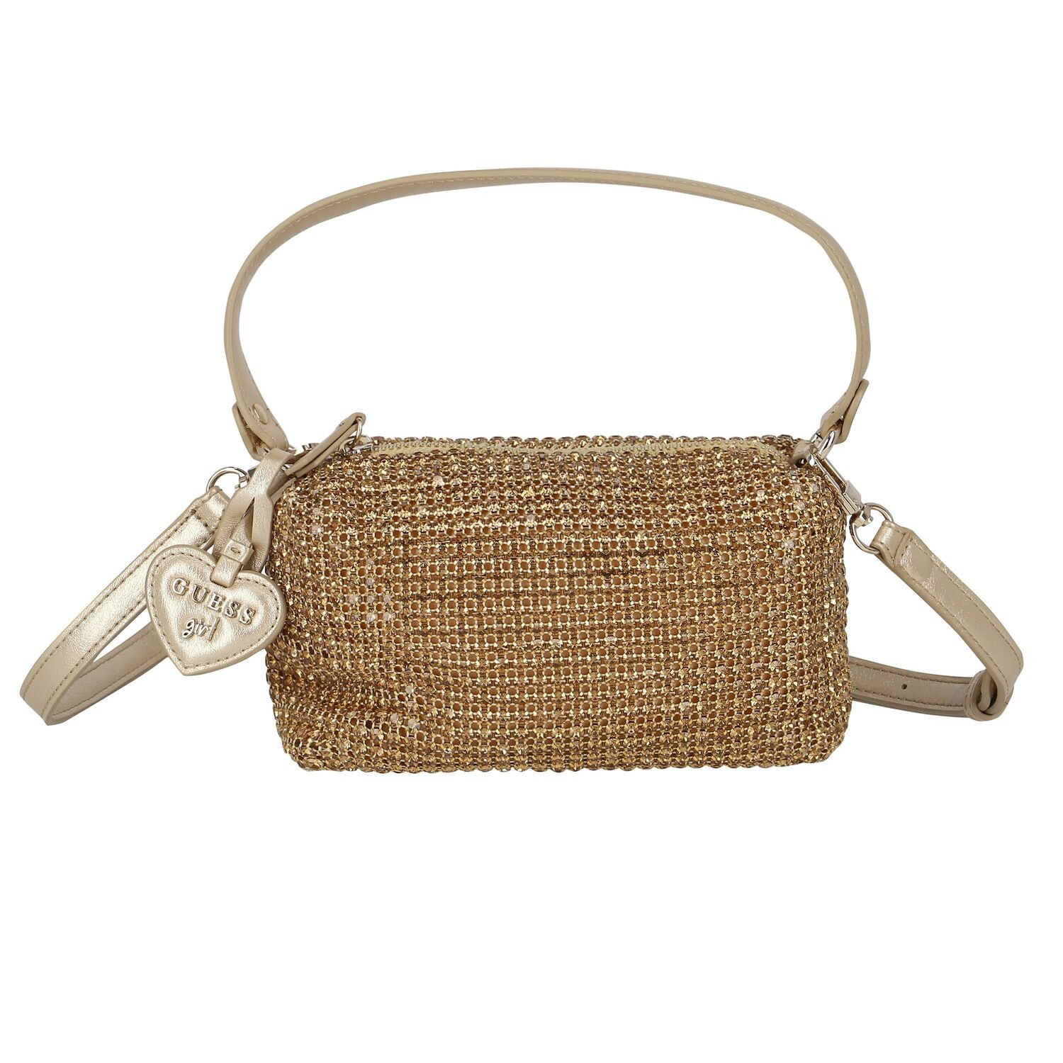 Girls Gold Rhinestone Logo Handbag, 1, hi-res