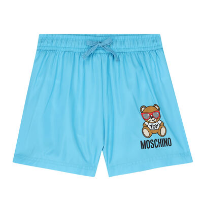 Boys Blue Teddy Logo Swim Shorts