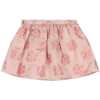 Girls Pink Floral Jacquard Skirt