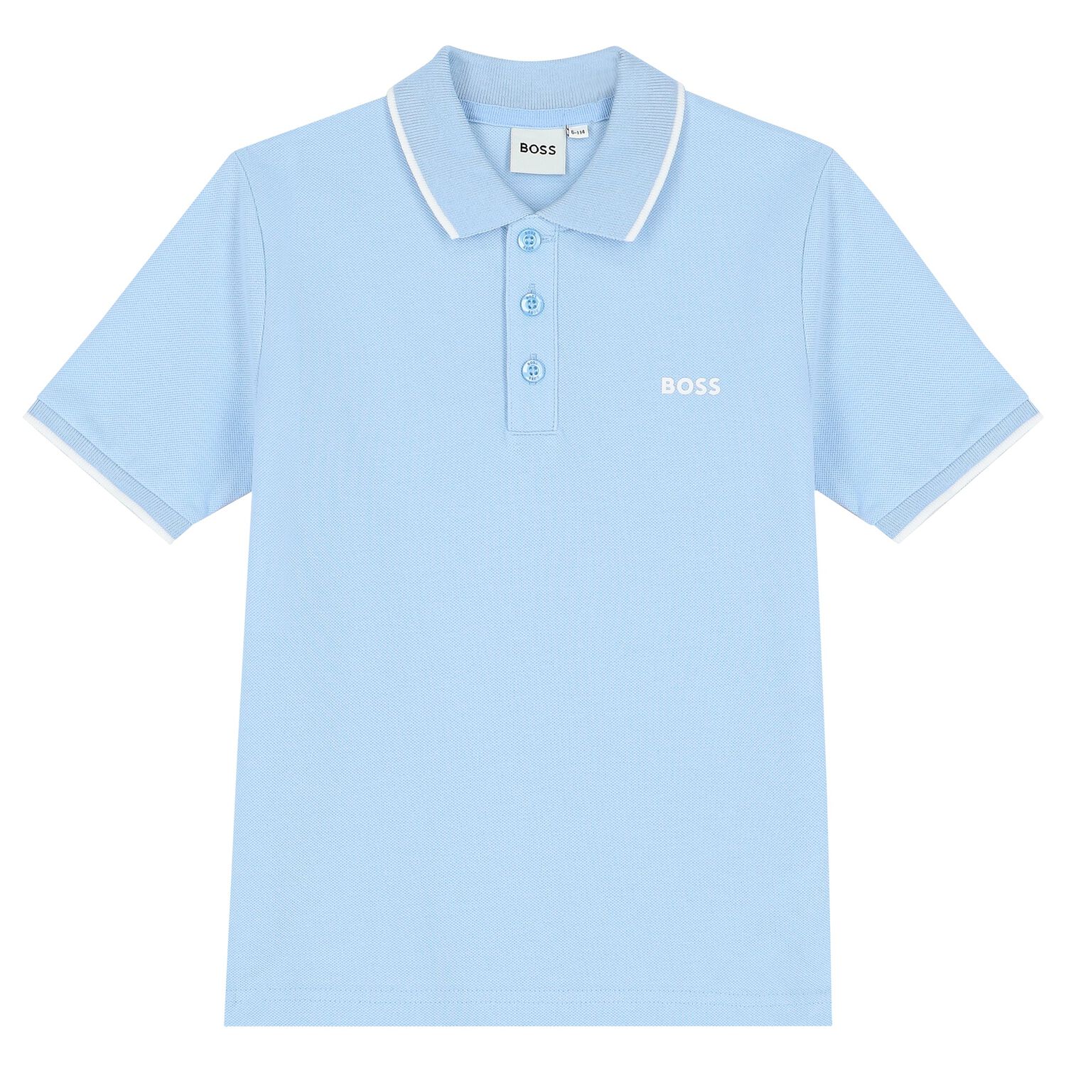 Boys Pale Blue Logo Polo Shirt, 2, hi-res image number null