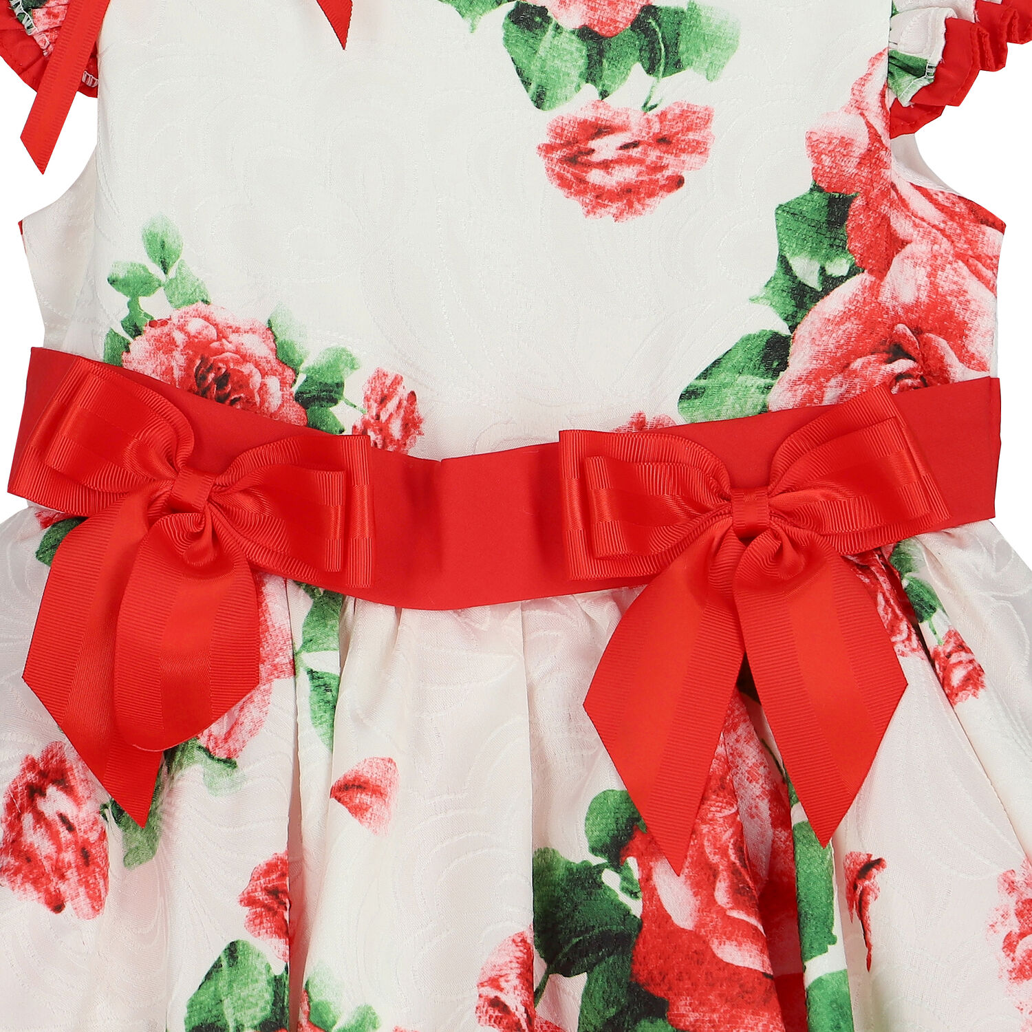 Girls Ivory & Red Floral Dress, 1, hi-res image number null