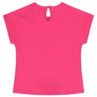 طقم بنات شورت دنيم بالشعار باللون الوردي, 1, hi-res