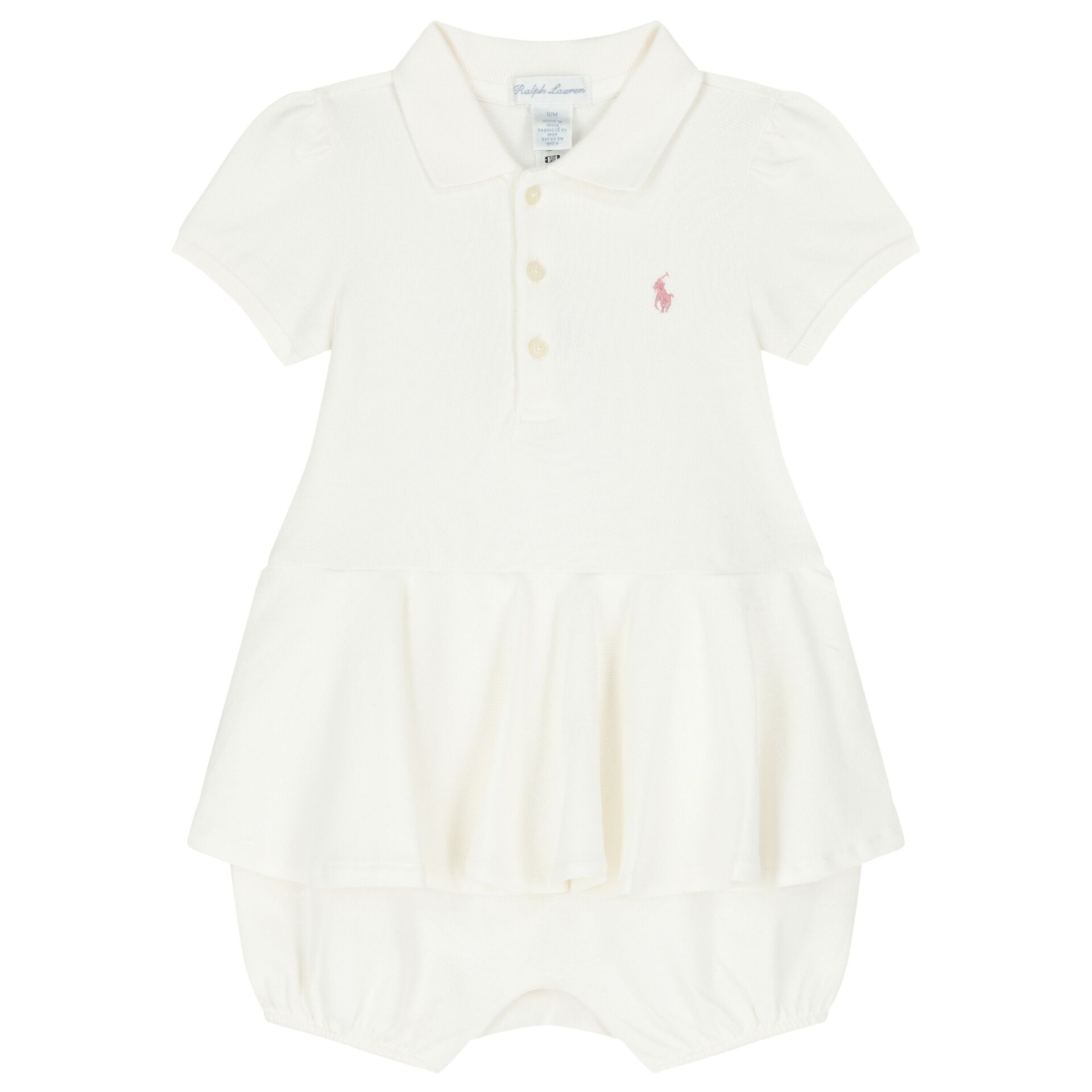 Ralph Lauren Baby Girls White Romper Dress Junior Couture QA