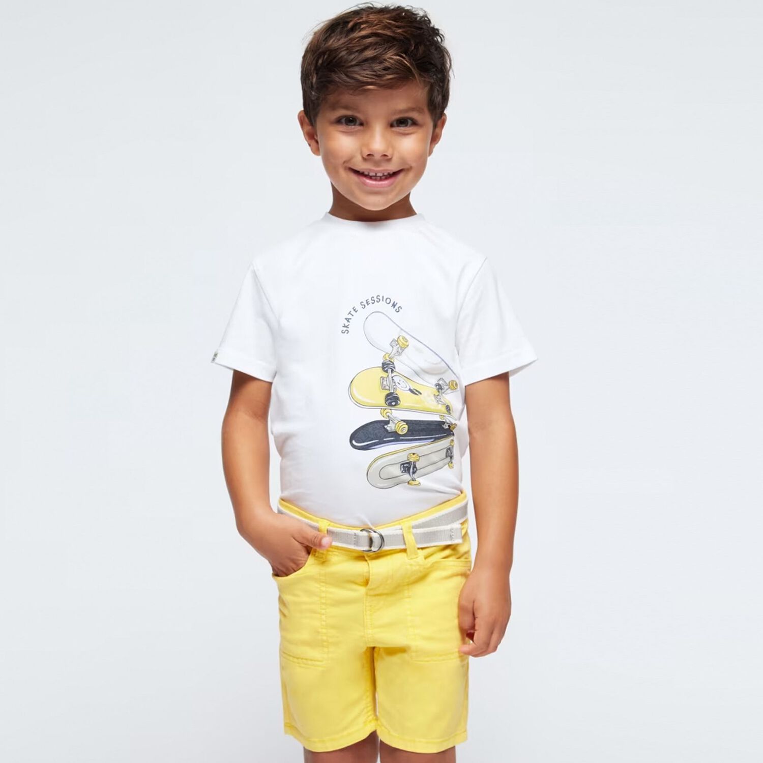 Boys White Skateboard T-Shirt, 1, hi-res