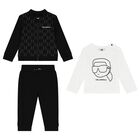 Younger Boys Black & White Logo Tracksuit Set, 1, hi-res