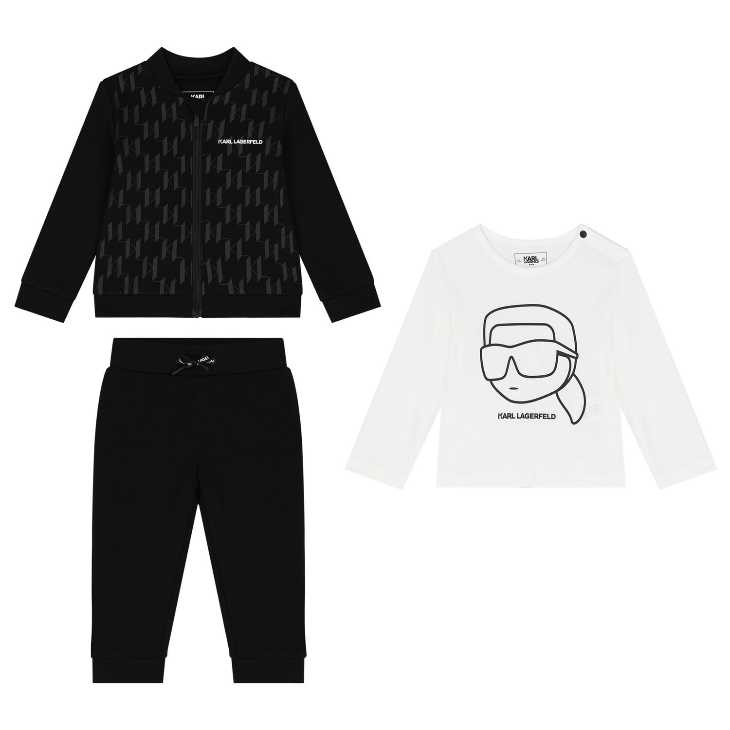 Younger Boys Black & White Logo Tracksuit Set, 1, hi-res image number null