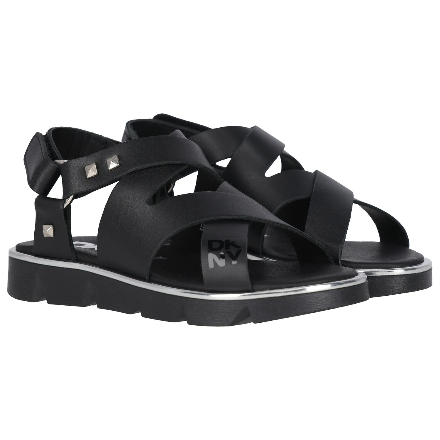 Girls Black Logo Sandals, 1, hi-res image number null