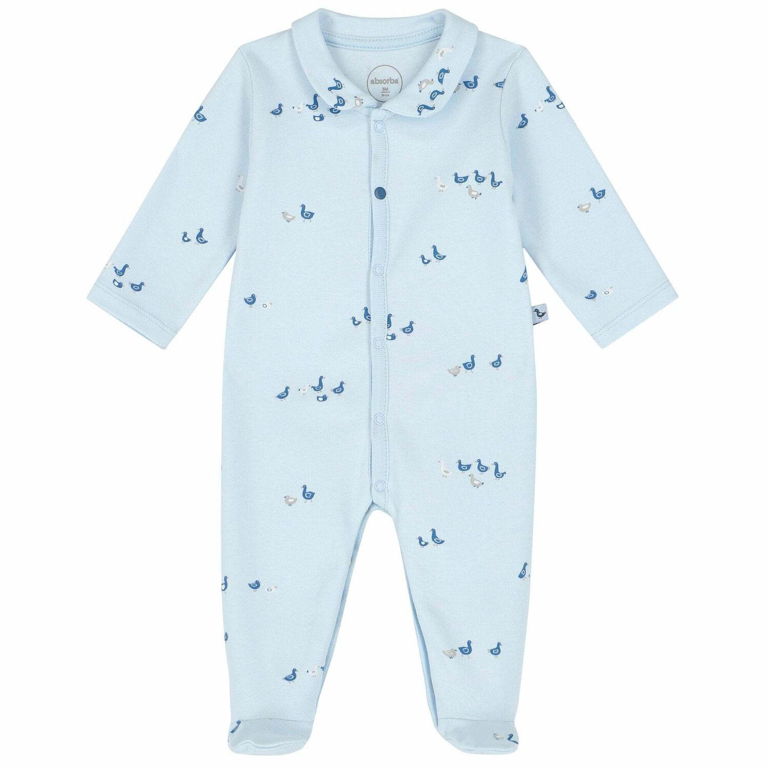 Baby Boys Blue Ducks Cotton Babygrow, 2, hi-res