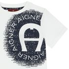 تيشيرت أولاد بالشعار باللون الأبيض, 2, hi-res