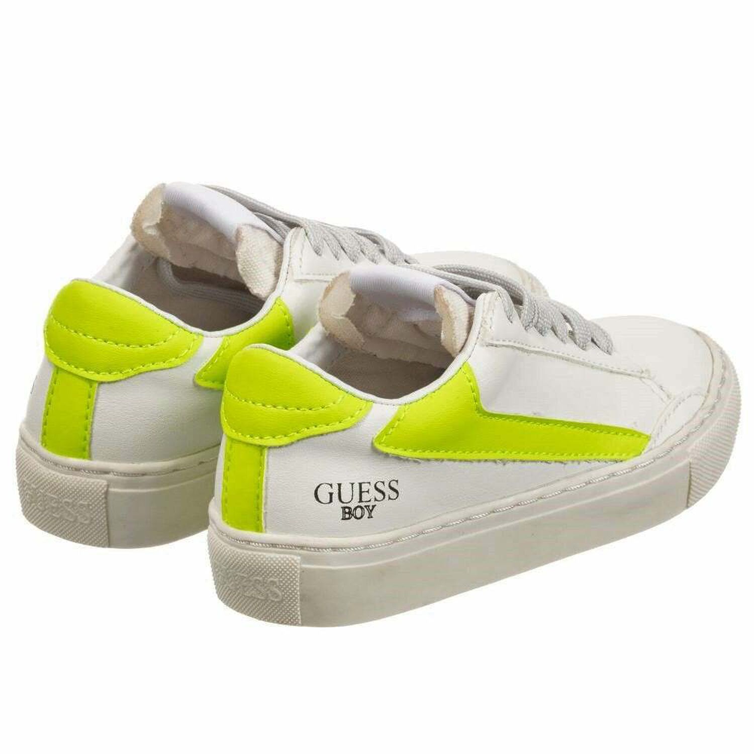 Boys White & Neon Green Trainers, 1, hi-res