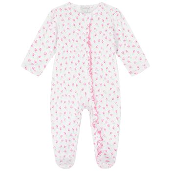 ملابس أطفال بناتي بزهرة توليب بيضاء